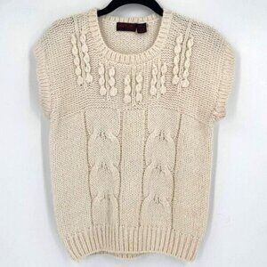 Vintage Memphis Jones by Babette Silk Blend Sleeveless Cream Knit Top Vest mediu